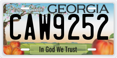 GA license plate CAW9252