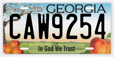 GA license plate CAW9254