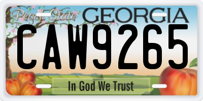 GA license plate CAW9265