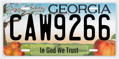 GA license plate CAW9266