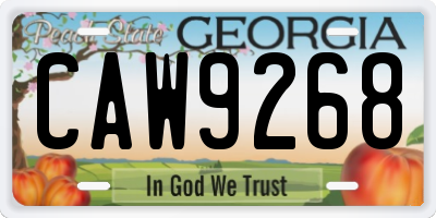 GA license plate CAW9268