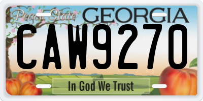 GA license plate CAW9270