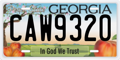 GA license plate CAW9320