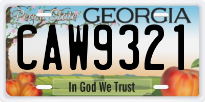 GA license plate CAW9321