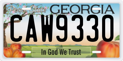 GA license plate CAW9330