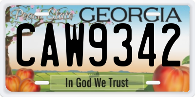 GA license plate CAW9342