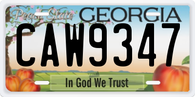 GA license plate CAW9347