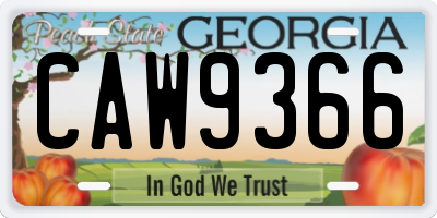 GA license plate CAW9366