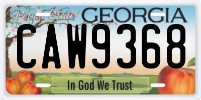 GA license plate CAW9368