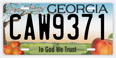 GA license plate CAW9371
