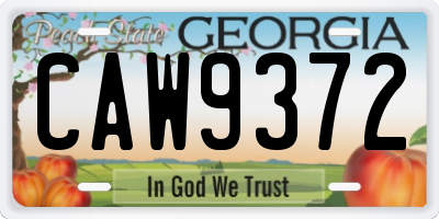 GA license plate CAW9372