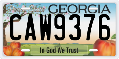 GA license plate CAW9376