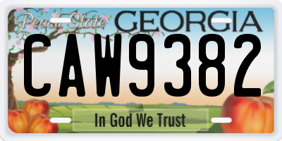 GA license plate CAW9382