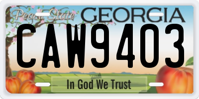 GA license plate CAW9403