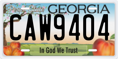 GA license plate CAW9404