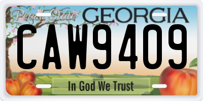 GA license plate CAW9409