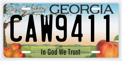 GA license plate CAW9411