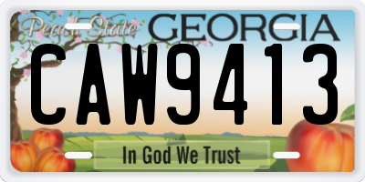 GA license plate CAW9413