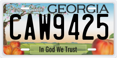 GA license plate CAW9425