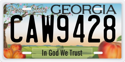 GA license plate CAW9428
