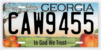 GA license plate CAW9455
