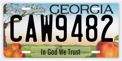 GA license plate CAW9482