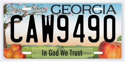 GA license plate CAW9490