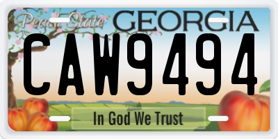 GA license plate CAW9494