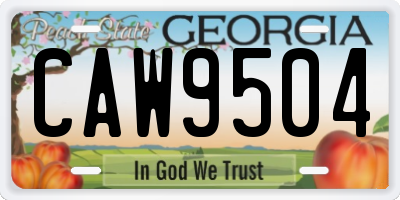 GA license plate CAW9504