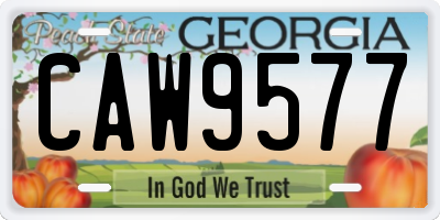 GA license plate CAW9577