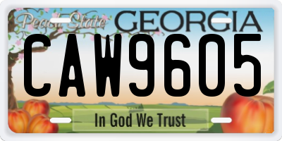 GA license plate CAW9605