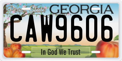 GA license plate CAW9606