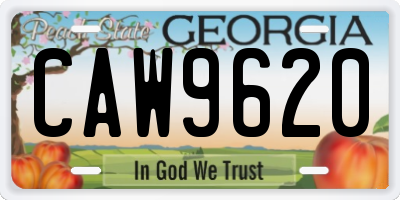 GA license plate CAW9620