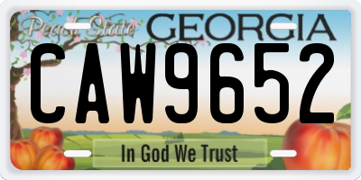 GA license plate CAW9652