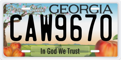 GA license plate CAW9670