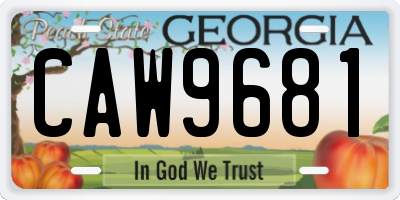 GA license plate CAW9681
