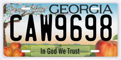 GA license plate CAW9698