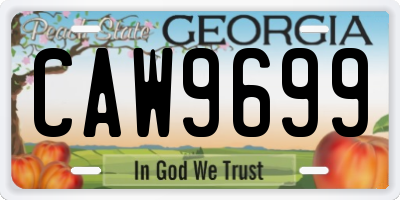 GA license plate CAW9699