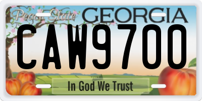 GA license plate CAW9700