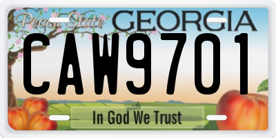 GA license plate CAW9701