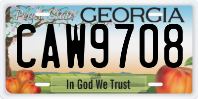 GA license plate CAW9708