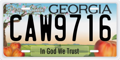 GA license plate CAW9716