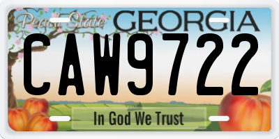 GA license plate CAW9722