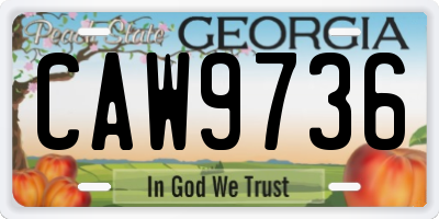 GA license plate CAW9736