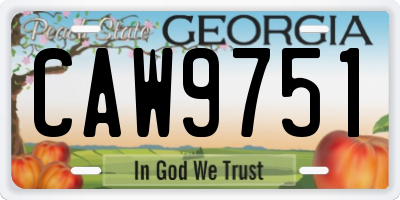 GA license plate CAW9751