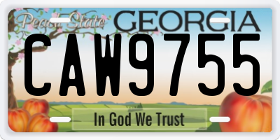 GA license plate CAW9755