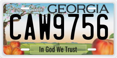 GA license plate CAW9756
