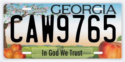 GA license plate CAW9765