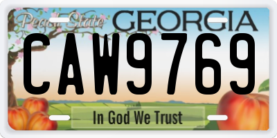 GA license plate CAW9769