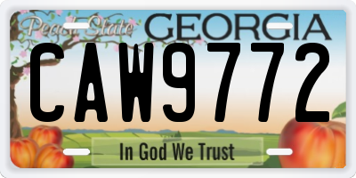 GA license plate CAW9772